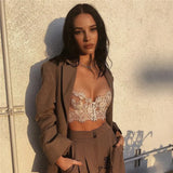 Backless Lace Camisole Women Backless Crop Top 2022 Ladies Summer Vintage Underwire Sexy Vest