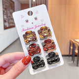 New Women Girls Vintage Elegant Leopard Small Acrylic Hair Claws Geometric Hair Clips Headband Fashion Hair