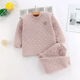Pajamas Set Boys Girls Cotton-padded Pjs Top and Pants Unisex 3 layers to Keep Thick Warm Clothes Toddler Clothing