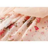 Clothing Dress Lace Broken Flowers V Neck Puff Short Sleeve Vintage Fashion High Waist Baggy Long Skirt Ladies