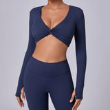 Zingj Show Chest Yoga Sports Top Set Fingers High Elasticity Sense Of Running Fast Dry Yoga Fitness Long Sleeve Women-Outfit