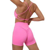 Zingj Shoulder Strap Beautiful Back Bra Peach Hip Shorts Yoga Suit Running Quick-Dry Tight Sports Fitness Suit-Outfit