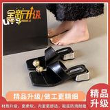 Evening French Dress With Coarse Coated Toe Cool Slippers Wear 2025 New Summer Buckle Beautiful Fashion