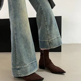 Back Zipper Short Boots Women's Boots 2025 New Low Heel Show Thin Pointed Fashion Elastic Thin Boots