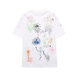 2025 New Women's Round Collar Short Sleeve Contrast Color Print T-Shirt 5644156