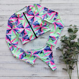 Sexy Long Sleeve Bikinis Women Swimsuit Green Leaves Print Bathing Suits Beachwear Brazilian Bikini Set Biquini