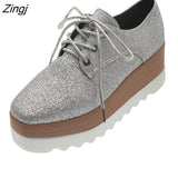 Spring New Women Flat Platform Shoes Slip on Moccains Ladies Casual Shoes Woman Thick Sole Brogue Creepers