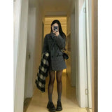 Casual Elegant Women Coat Korean Style Woolen Autumn and Winter Girl Suit Blazer Slim Look Office Lady Jacket