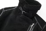 Faux Fur Double-sided Zipper Jacket-Outfit