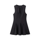 Hollow Bow Tie With Short Dress Summer Sleeveless Wave Swing