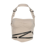 2025 Summer New Women's Clothing Jennie The Same Hot Girl Hanging Neck Short Bare Umbilly