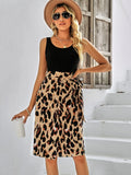 Spring And Summer Leisure New Women's Fashion Round Collar Patchwork Print Sleeveless