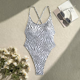 2025 New Hot Zebra Pattern Sexy Bare Back Trousers Swimsuit