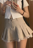 Cotton Linen Pleated Mini Skirt- Outfit
