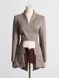 Zingj 2024 New Fashion Temperament Cross-Strap Hollow Design Sense Waist Show Thin And Long Suit