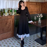 Women Plus Size 4XL Long Sleeve Lace Female Causal Vintage Ulzzang Party Square Collar Elegant Mujer De Moda Cozy