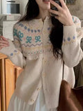 Buttoned Bow Jacquard Cardigan- Outfit