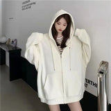 Short Hoodie Women 2022 Spring Autumn Student New Trendy Cool Net Red Fried Street V Neck Love Print Design Top