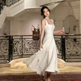 Zingj Elegant Ruffles White Midi Dresses 2023 Summer New Evening Party Women Clothes Fashion Sundress Birthday Ladies Dresses 211-0-Outfit