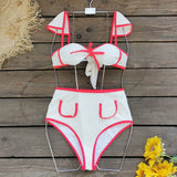 Solid-Color High-Waisted Bikini 2025 New Simple Split Swimsuit Lady Sexy