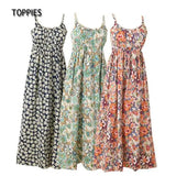 Summer Women Sleeveless Spaghetti Strap Long Dress Mori Girls Beach Floral Dress Retro Dress vestidos longos de