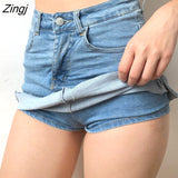 style Casual women denim skirt 2019 High waist denim skirt women raw edge anti-light skirts stretch Slim denim
