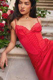 Elegant Midi Spaghetti strap Corset Dress Satin Black Bodycon Birthday Party Dresses Sexy Casual Women Summer
