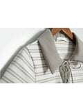 Women Tops Fashion Sweet Lapel Short-Sleeved Striped Soft Fashion Casual Loose Bandage Clothes Preppy Style Crop Shirt