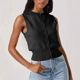 New Knitted Top Women's Sexy Sleeveless Outer Button Vest