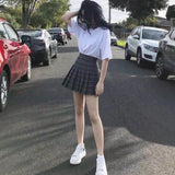 Skirt Za Woman 2022 Summer Mini Checkered Women Elastic A Line High Waist Plaid College Style Black E Girl