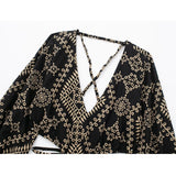Cut Out Black Long Dress Women Embroidery Backless Dress Woman Puff Sleeve Vintage Gothic Dress 2023 Midi Summer