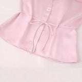 Spring Style Silk Satin Shirt With Trimmed Waist