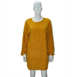 2020 Autumn Winter New Elegant Fashion O Neck Women's Dress Causal Loose Solid Plush Long Sleeve Ladies Dress Plus
