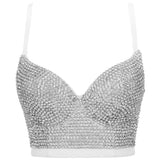 Handmade Sequin halter bustier corset crop top women summer indie tank party y2k top clubwear Cropped tube womens tops