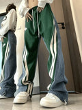 Patchwork Striped Baggy Boyfriend Jeans- Outfit