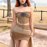 Summer New Sexy Chest Umbilled Vest High-Waisted Hip-Up Mesh