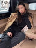 2022 Black Long Sleeve Feather T Shirts Women O Neck Basic Casual Autumn Summer White Y2K Blue Sexy Top Shirt