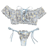 Women Sexy Lingerie Sheer Floral Print Off-Shoulder G Thong Women's Underwear Panties Exotic Ses Erotic Costumes Sexy
