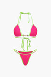 Vintage Pearl Detail Halter 2 Piece Bikini