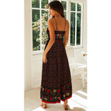 Summer Maxi Dresses For Women Bohemian V-neck Camisole Floral Pattern Prairie Chic Cute Black White Red Long Dress