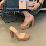 High Heels Slippers 2025 Summer New Fashion With Thick Heel Waterproof Table High