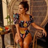 New High Waist Arrival Bikini Set White Strappy Swimwear Women Push Up Sleeves Bandage Swimsuit Bathing Suit Beach