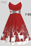 Christmas Costume Party Dress Women Long Sleeve Deep V-neck Vintage Elegant Winter Dress New Year Holiday