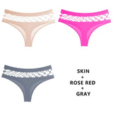 3Pcs/Lot Hollow Out Lingerie Seamless Sexy Panties Women Elasticity Underwear Temptation Middle-waist G String