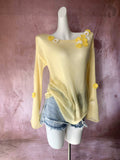 Zingj Design Handmade Crocheted Three-Dimensional Flower Yellow Sweater Female Art Born Loose Lazy Lazy Sense Knit Hood