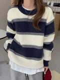 Color Block Striped Knit Sweater- Outfit