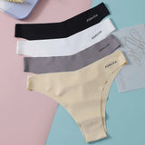 Seamless Panties Ladies Thong Plus Size Women Sexy G String Low Waist Panty Solid Ice Silk Intimates Underwear M-XL