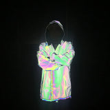 Dazzling Reflective Trench Coat European Size Loose Cloak Laser Luminous In The Long Jacket Jacket-Outfit