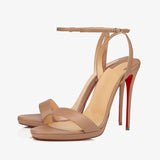New Word With Exposed Toe Red-Soled High-Heeled Sandals Women's Fine Heel Sexy Red-Soled High-Heeled