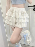Sweet Fashion Bow Ball Gown Skirts Japanese Pleated All Match Mini Faldas Streetwear Y2k Aesthetic Women